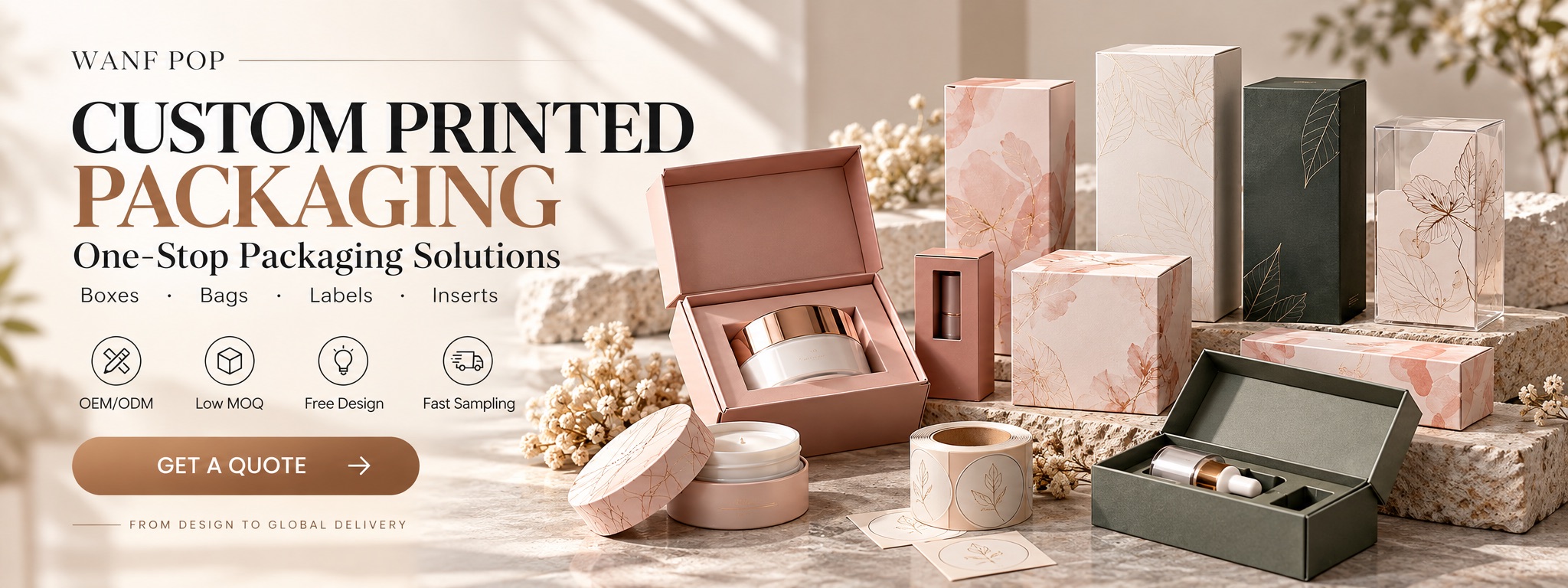 Custom printed packaging boxes, bags, labels and inserts